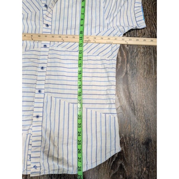 Robert Graham Ivory Striped Button Up Short Sleeve - Medium - Picture 8 of 8